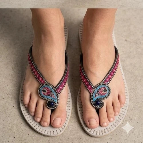 Handmade Bridal Cream Slippers Ethnic Flats