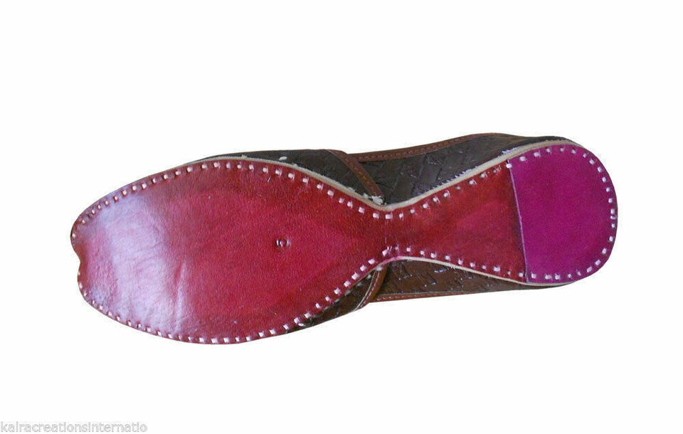 Women Shoes Indian Handmade Leather Mojaries Ballerinas Brown Jutties Flip-Flops US 6.5