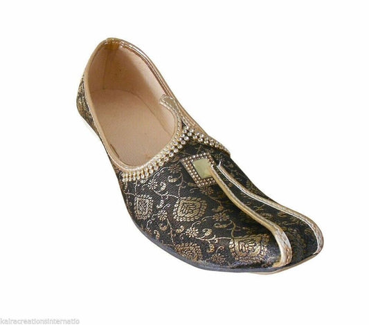 By Kalra Creations Men Shoes Designer Wedding Jutties Black Mojaries Loafers & Slip Ons Flip-Flops Flat US 6/7