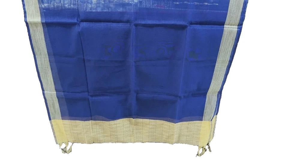 Wedding Dupatta Blue & Golden for Women Bridal Silk