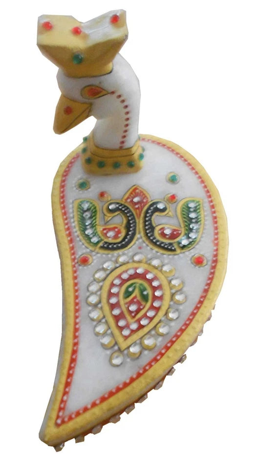 Indian Handmade Marble Chopar Worship Ganesh Sculpture Home Decorative