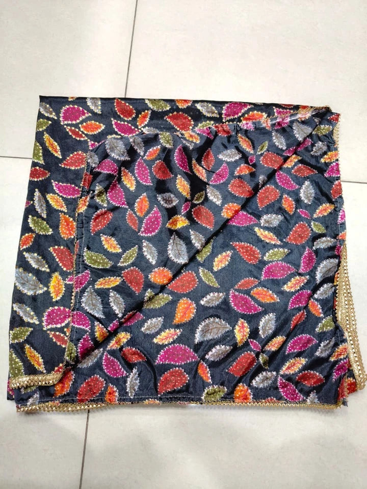Wedding Multicolor Dupatta for Women Phulkari Bridal Silk