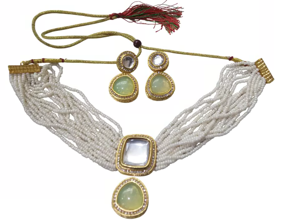 Gold Plated Women Wedding Jewellery Necklace Set Stylish Choker Girls Pendant