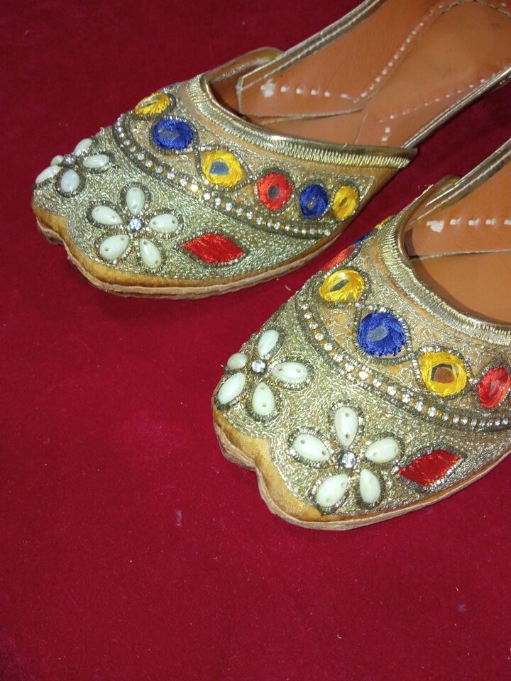 Women Shoes Indian Handmade Mojaries Designer Leather Khusa  Punjabi Jutties Flip-Flops US 6-9