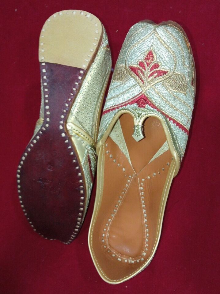 Women Shoes Handmade Indian Jutties Leather Casual Mojaries Flip-Flops Flat US 5.5-7.5