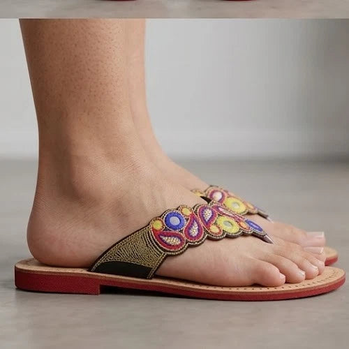 Handmade Bridal Cream Ethnic Flats Slippers