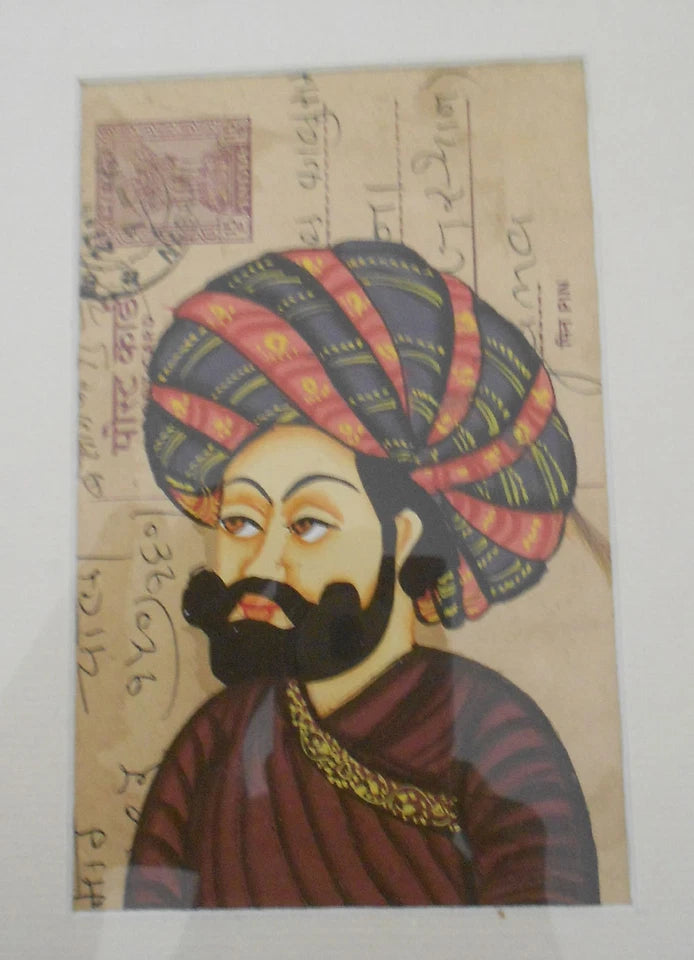 Painting Colorful Home Decor Handmade Used Indian Traditional Postcard Framed