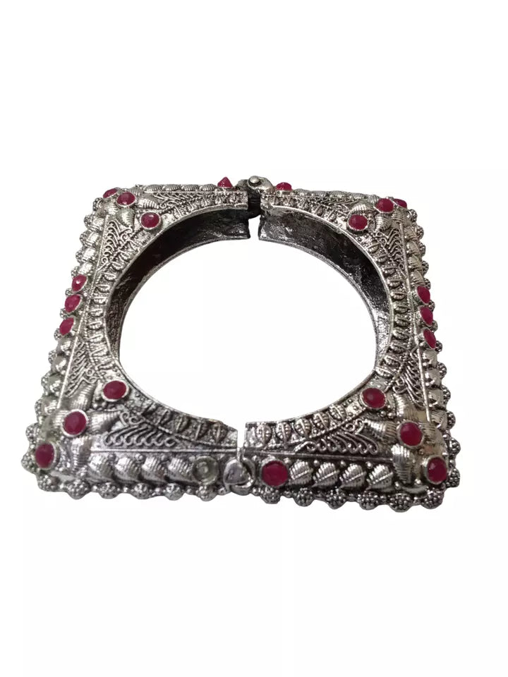 Women Indian Brass Side Openable Bracelet Oxidised Rajasthani Bangles Brass