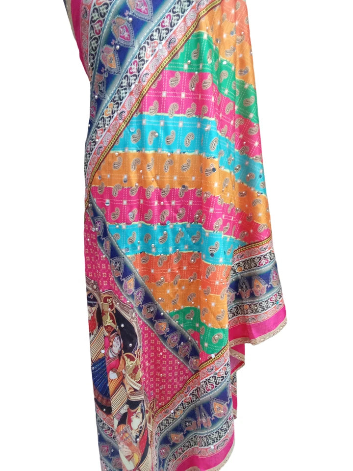 Wedding Dupatta for Women Pakistani Multicolor Bridal Silk