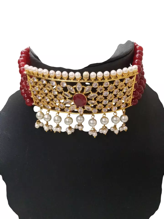 Gold Plated Women Wedding Jewellery Necklace Set Stylish Choker Girls Pendant