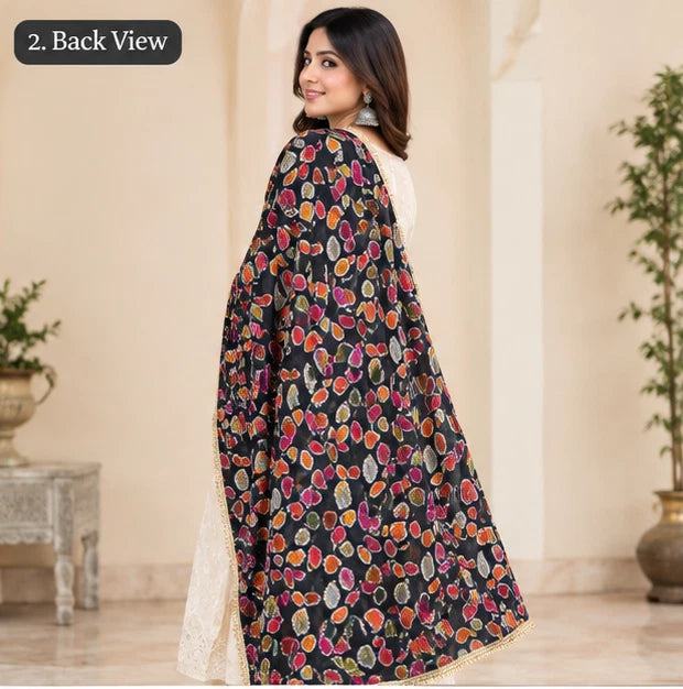 Wedding Multicolor Dupatta for Women Phulkari Bridal Silk