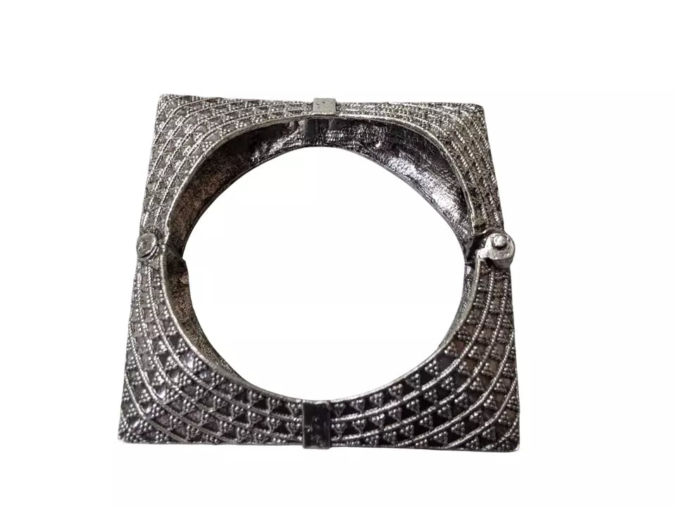 Women Indian Brass Side Openable Bracelet Oxidised Rajasthani Bangles Brass