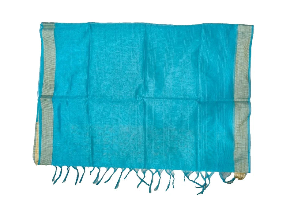 Wedding Dupatta Sky Blue & Golden for Women Bridal Silk