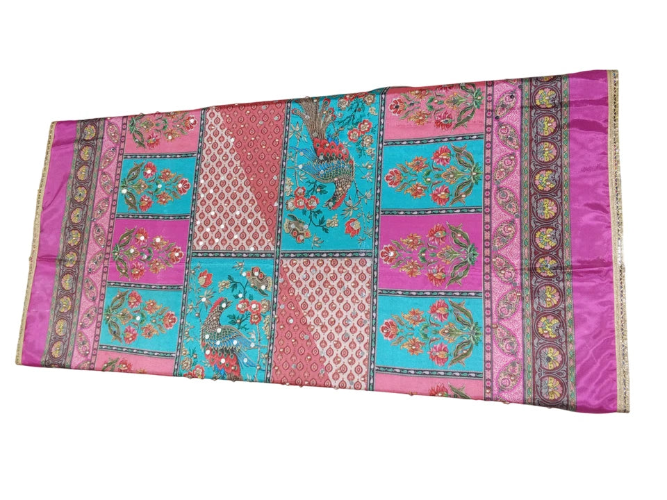 Wedding Dupatta for Women Phulkari Multicolor Bridal Silk