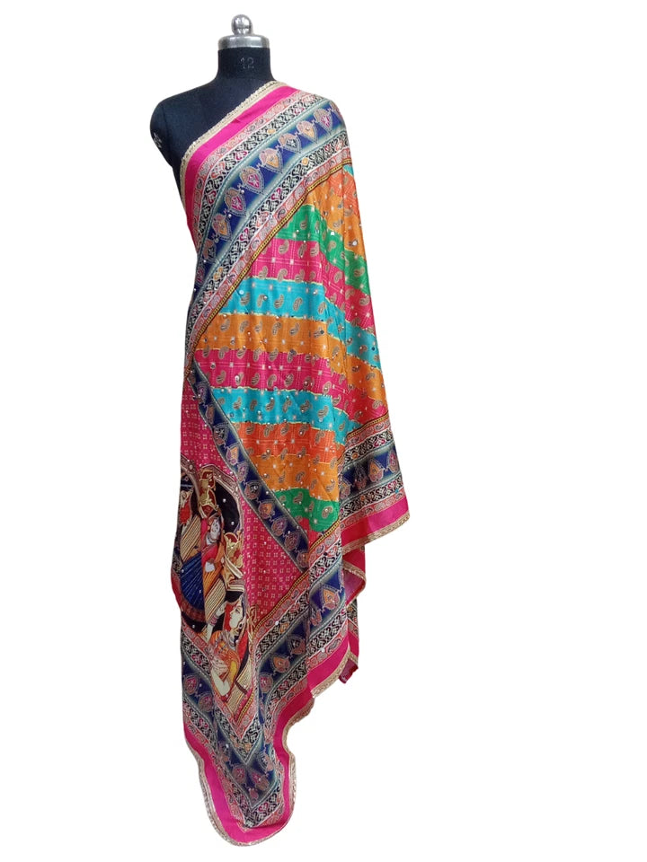 Wedding Dupatta for Women Pakistani Multicolor Bridal Silk