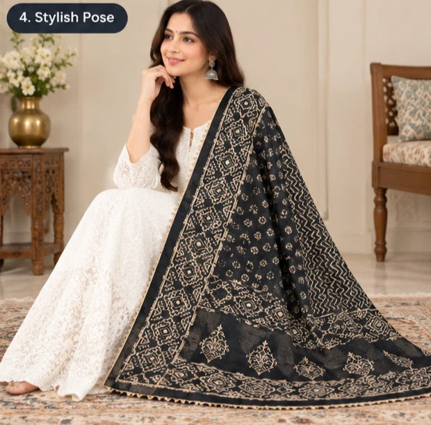 Wedding Dupatta Multicolor for Women Phulkari Bridal Silk