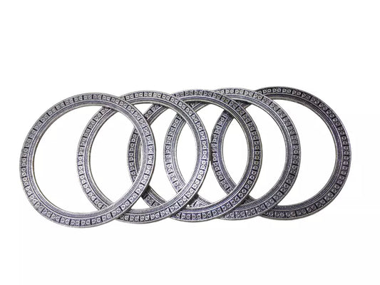Women Brass Silver Oxidised Bracelet Bangles Brass Rajasthani 5 Pcs Size 2.4 By Kalra Creations