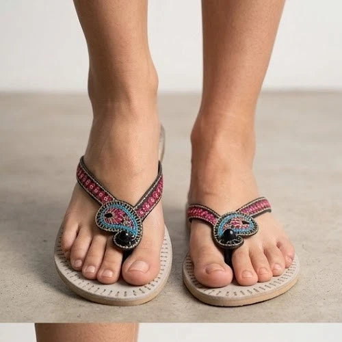Handmade Bridal Cream Slippers Ethnic Flats