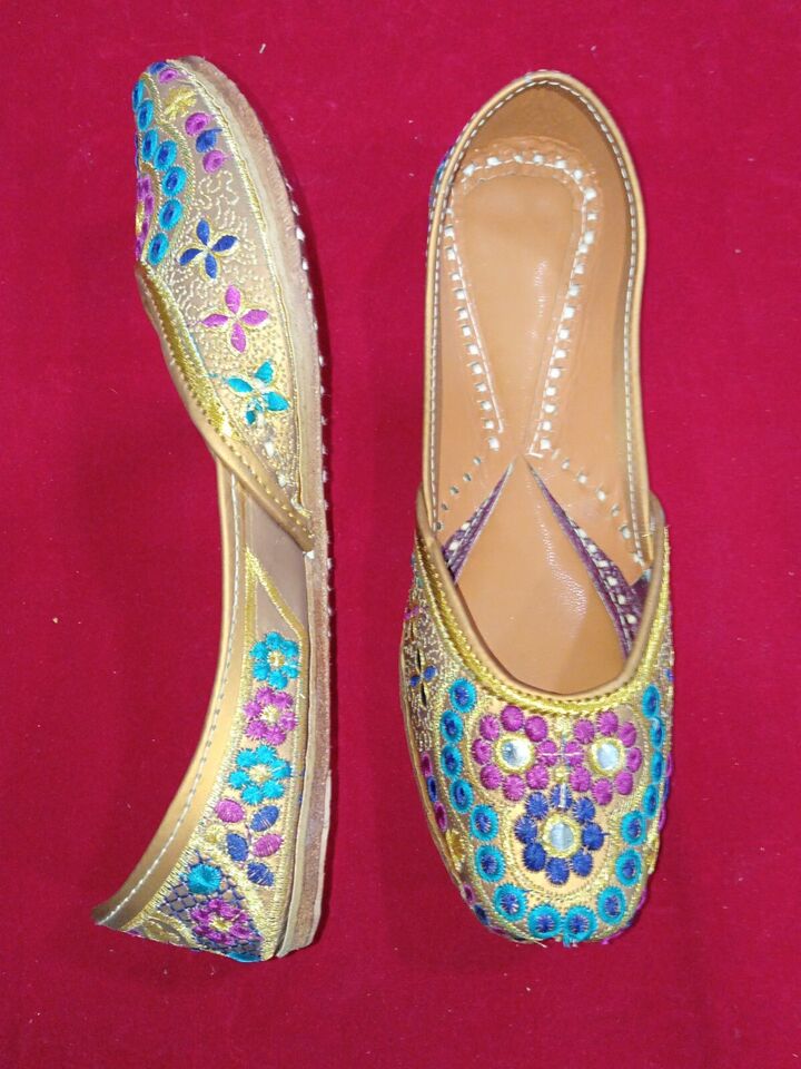 Women Shoes Handmade Jutties Indian Leather Wedding Mojaries Flip-Flops Flat US 5.5-7.5