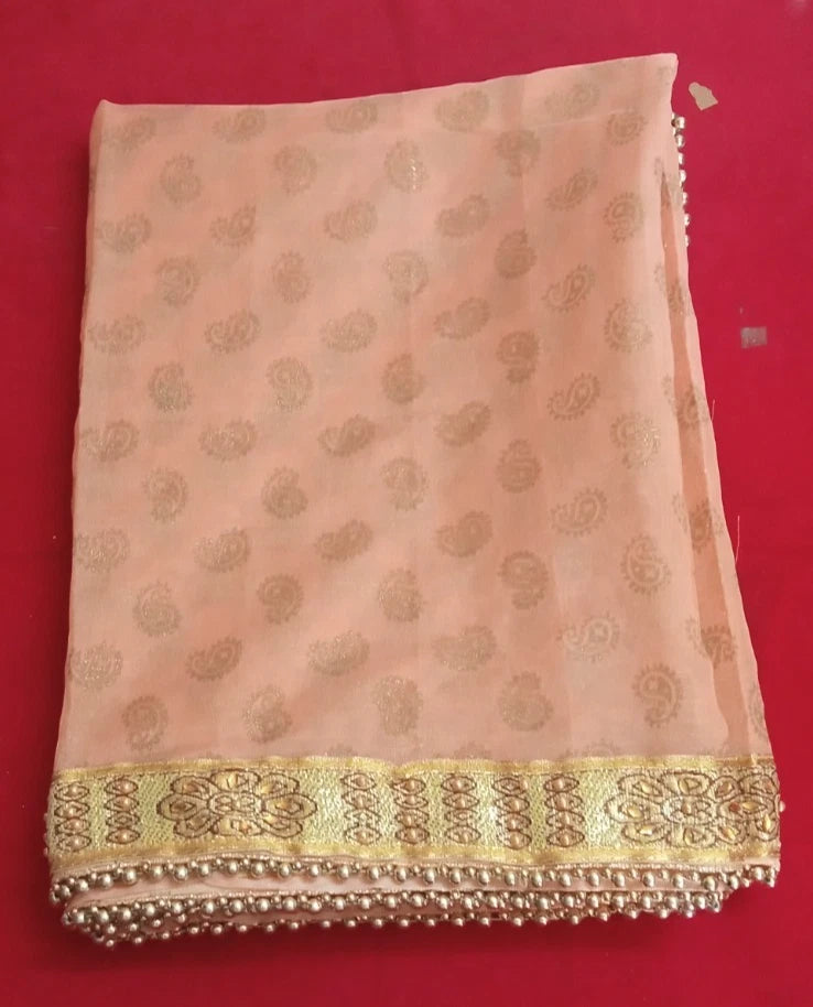 Groom Sherwani Dupatta Peach Silk Wedding Stole