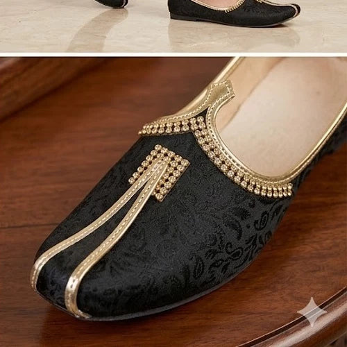 Men Shoes Sherwani Jutties Loafers Black Flip-Flops Mojaries
