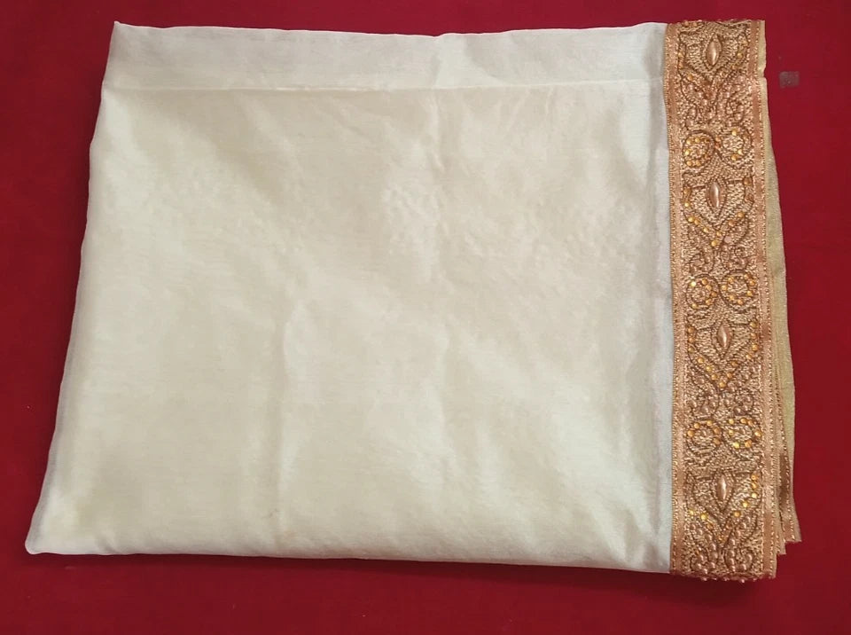 Men Silk Stole Indian Traditional Scarves White Wedding Groom