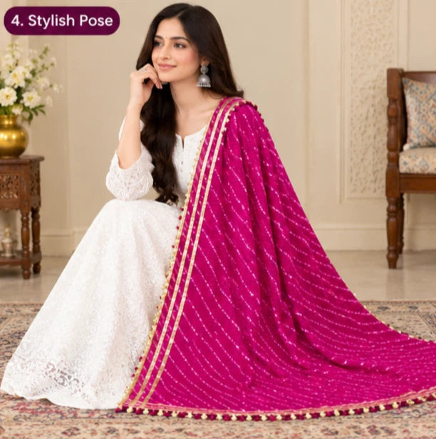 Wedding Dupatta Multicolor for Women Phulkari Bridal Silk