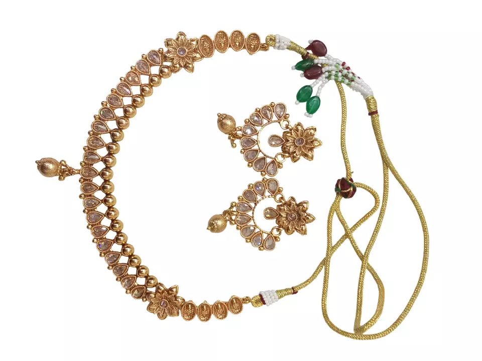 Women Wedding Jewellery Necklace Set Stylish Gold Plated Antique Girls Pendant