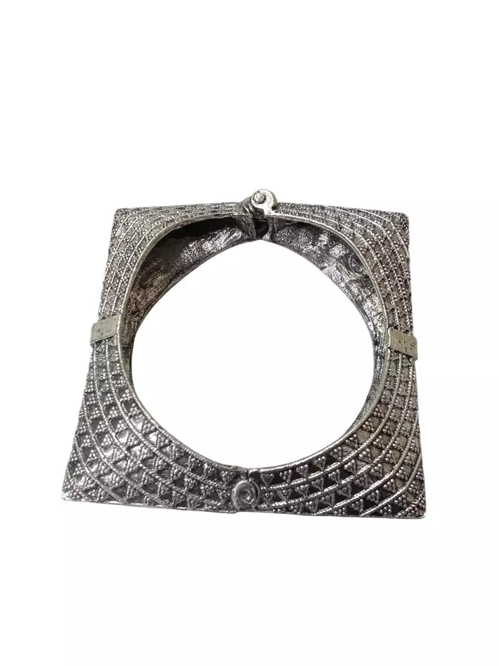 Women Indian Brass Side Openable Bracelet Oxidised Rajasthani Bangles Brass
