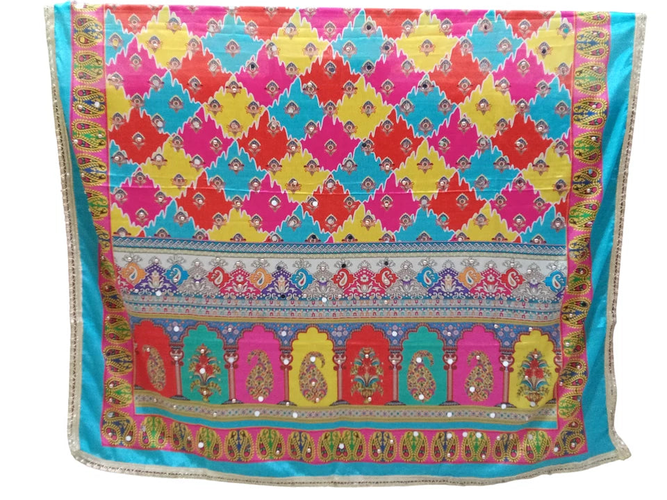 Wedding Dupatta for Women Phulkari Multicolor Bridal Silk