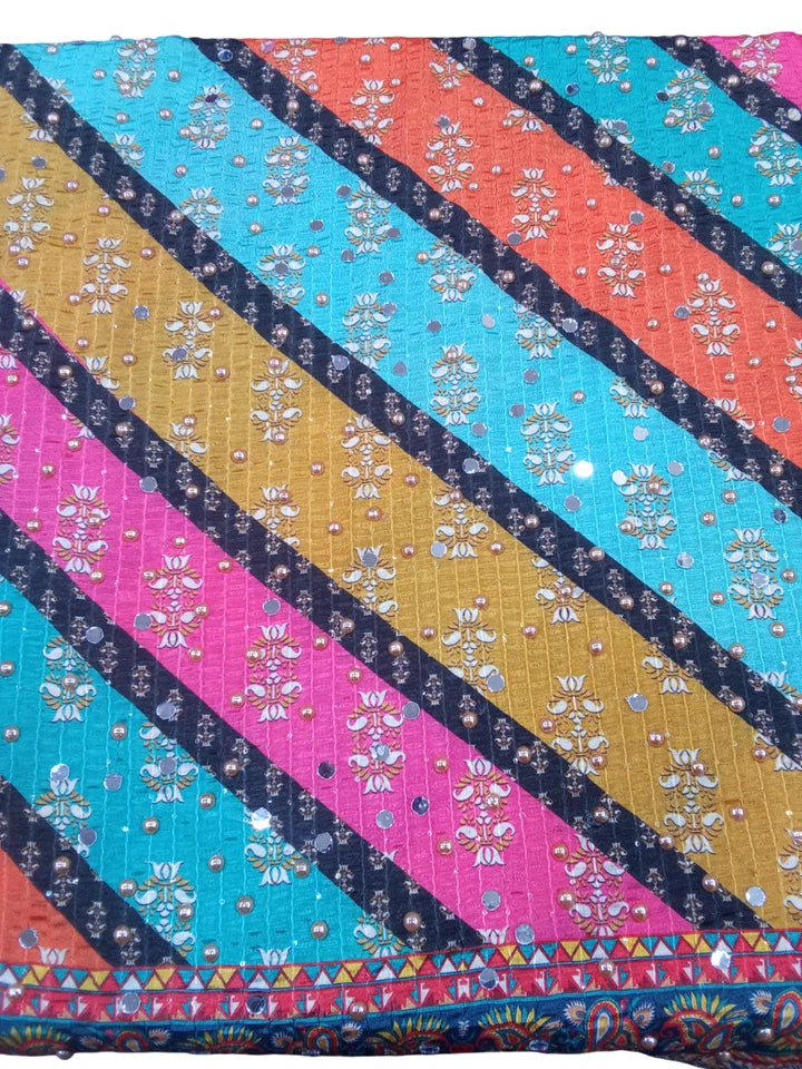 Wedding Dupatta for Women Phulkari Multicolor Bridal Silk