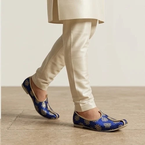 Indian Handmade Men’s Wedding Mojaries Blue