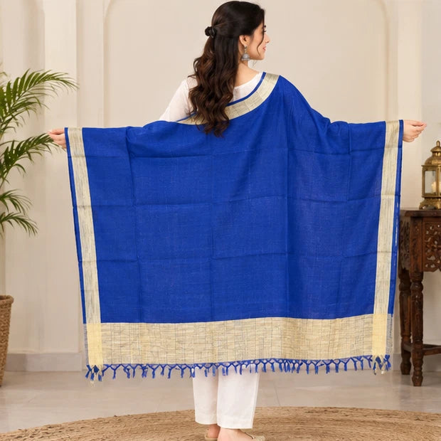 Wedding Dupatta Blue & Golden for Women Bridal Silk
