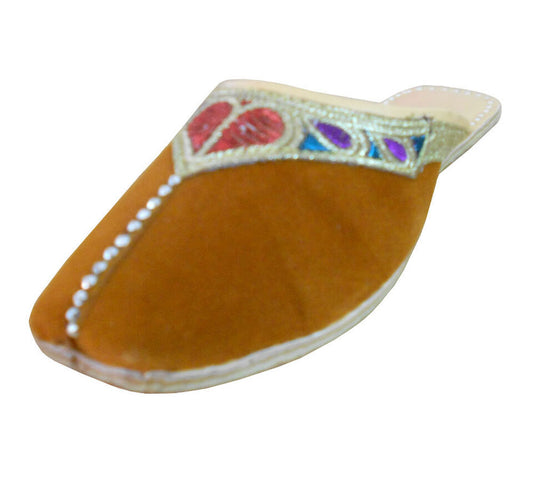 By Kalra Creations Women Clogs Slippers Traditional Jutties Indian Brown Handmade Mojaries Flip-Flops Flat US 6-10