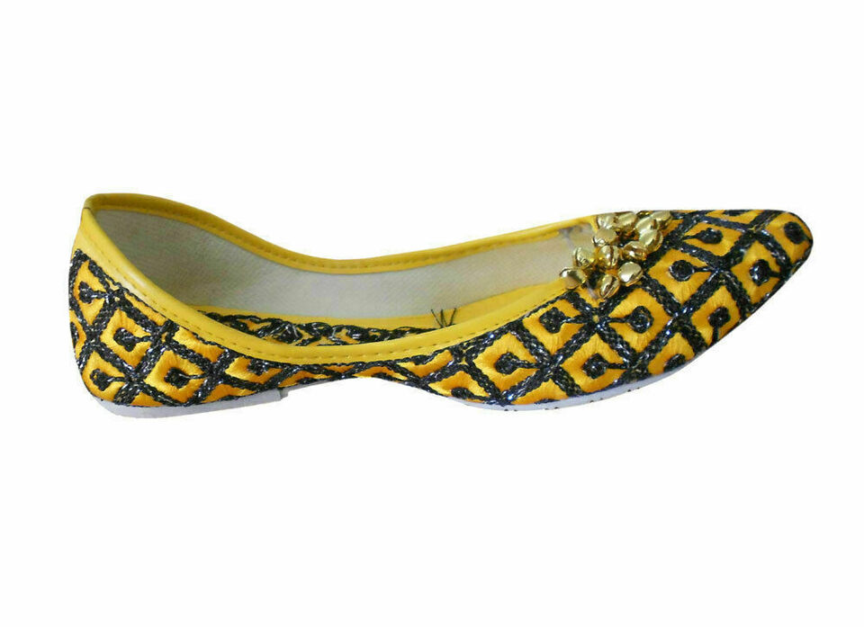 Women Shoes Party Handmade Leather Mojaries Traditional Punjabi Jutties Flip-Flops Flat US 4-7