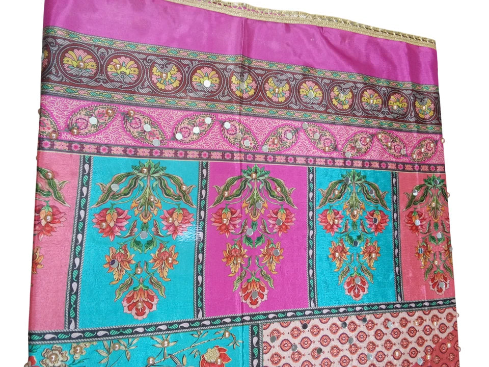 Wedding Dupatta for Women Phulkari Multicolor Bridal Silk