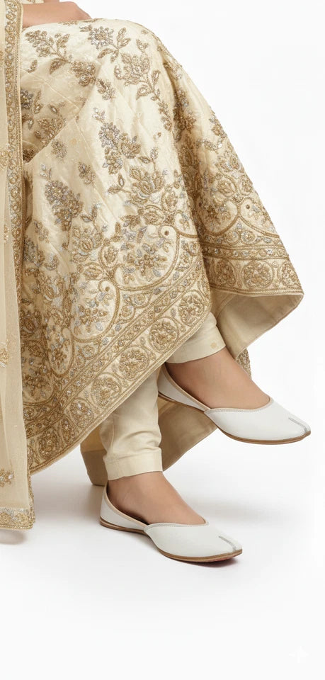 Handmade Bridal Red Ethnic Flats Mojari