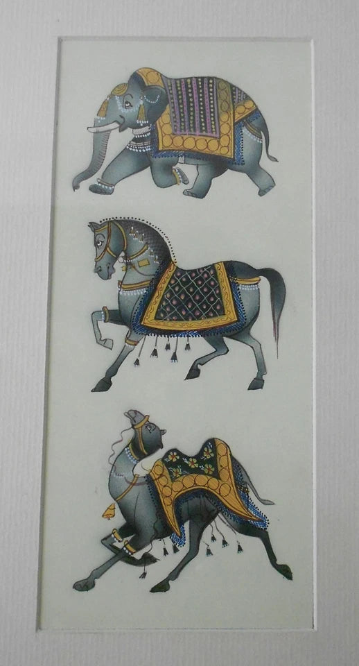 Indian Handmade Animal Painting Good Luck Wooden Painting Colorful Home Decor