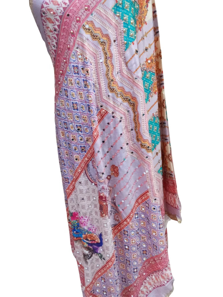 Wedding Dupatta for Women Pakistani Multicolor Bridal Silk