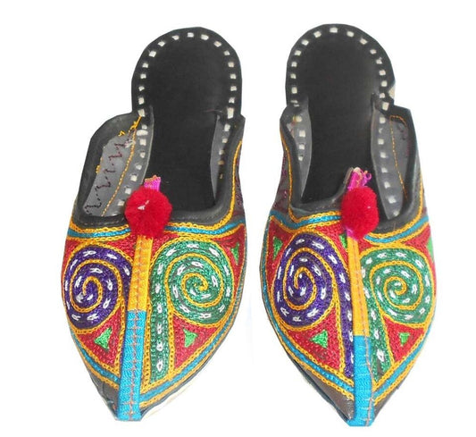 By Kalra Creations Women Shoes Indian Handmade Slippers Multi-Color Clogs Jutties Wedding Khussa Loafers Flip-Flops Flat US 4