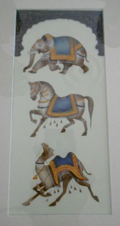 Indian Handmade Traditional Animal Wooden Painting Colorful Home Decor Framed
