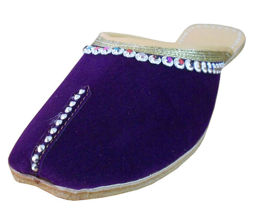 By Kalra Creations Women Slippers Indian Jutties Handmade Leather Women Purple Clogs Mojaries Flip-Flops Flat US 6-10