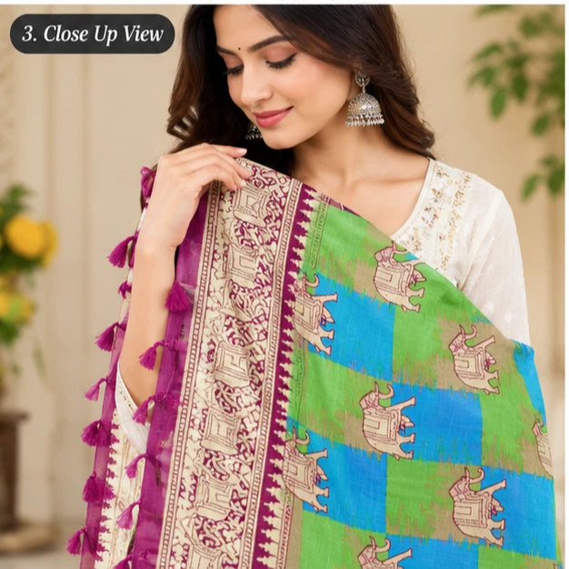 Wedding Dupatta Multicolor for Women Phulkari Bridal Silk