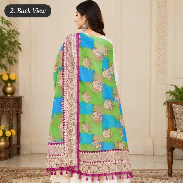 Wedding Dupatta Multicolor for Women Phulkari Bridal Silk