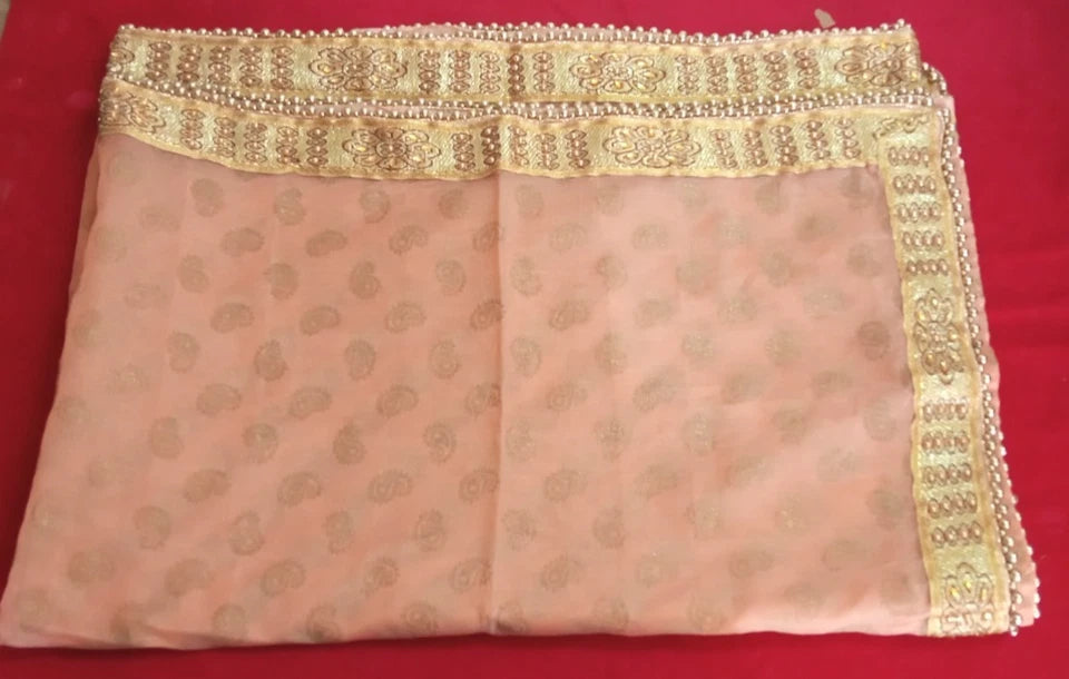 Groom Sherwani Dupatta Peach Silk Wedding Stole