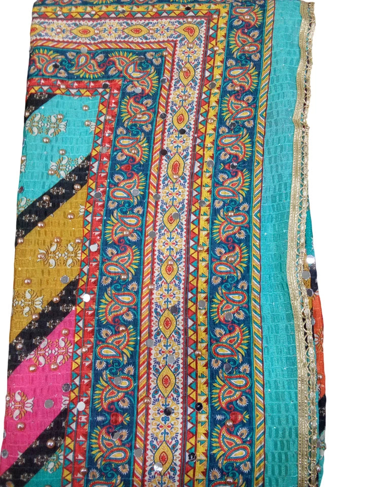 Wedding Dupatta for Women Phulkari Multicolor Bridal Silk
