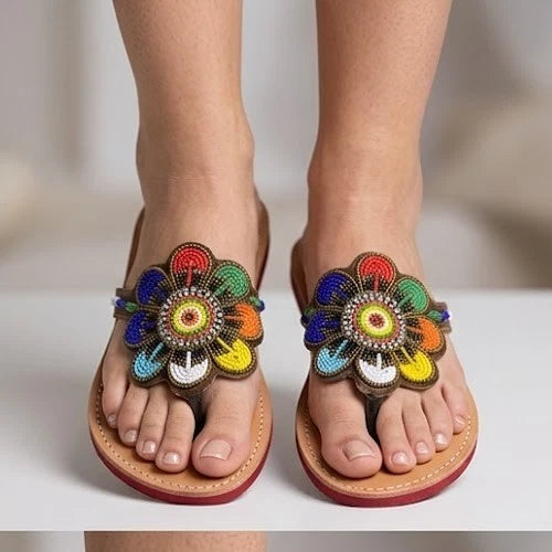 Women’s Slippers Embroidered Camel
