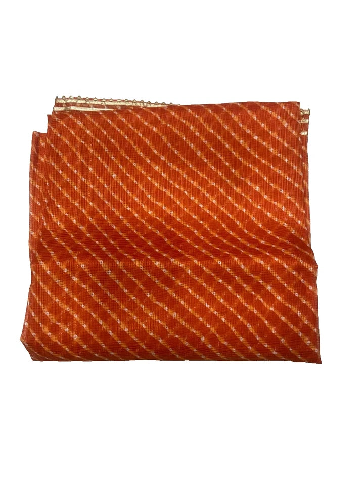 Wedding Dupatta Orange & Golden for Women Bridal Silk