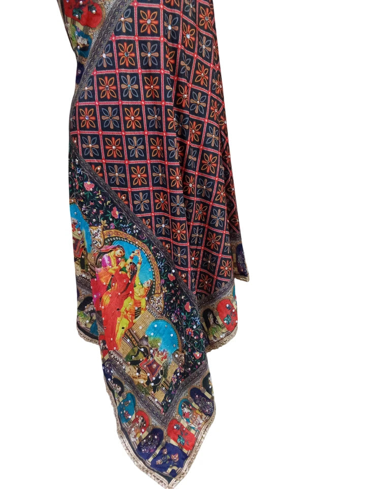 Wedding Dupatta for Women Pakistani Multicolor Bridal Silk