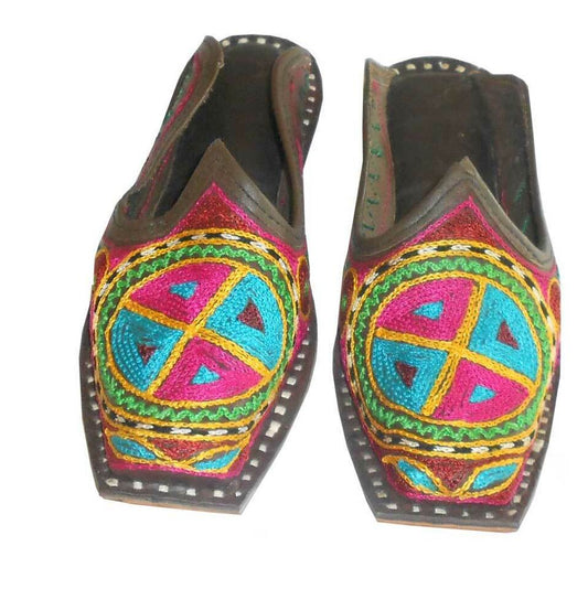 Women Slippers Indian Handmade Jutties Leather Mojaries Clogs Open Flip-Flops Flat US 4